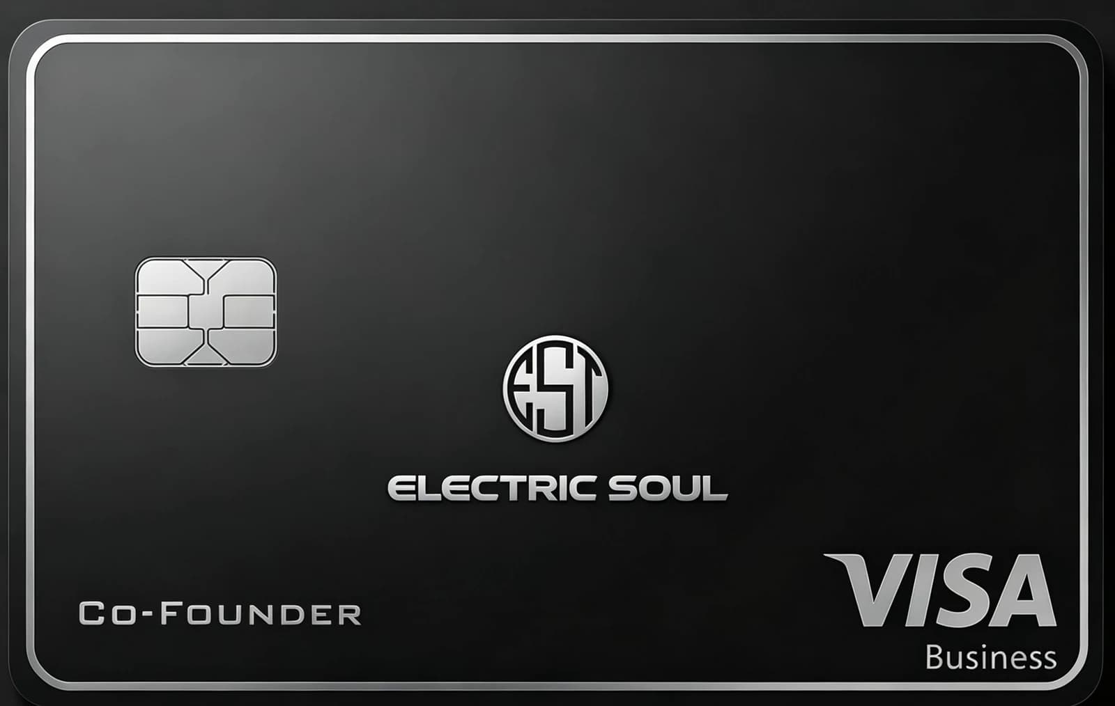 Electric Soul VISA Business card, black with a brushed silver edge