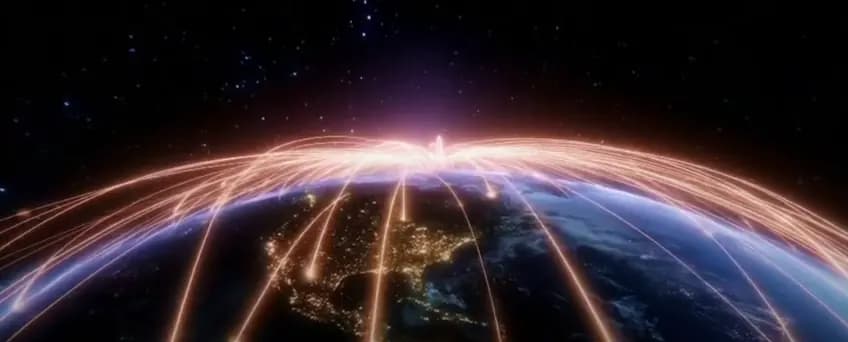 Glowing globe with transfer routes