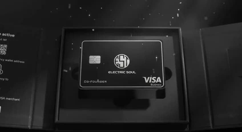 Electric Soul card resting in its black presentation box